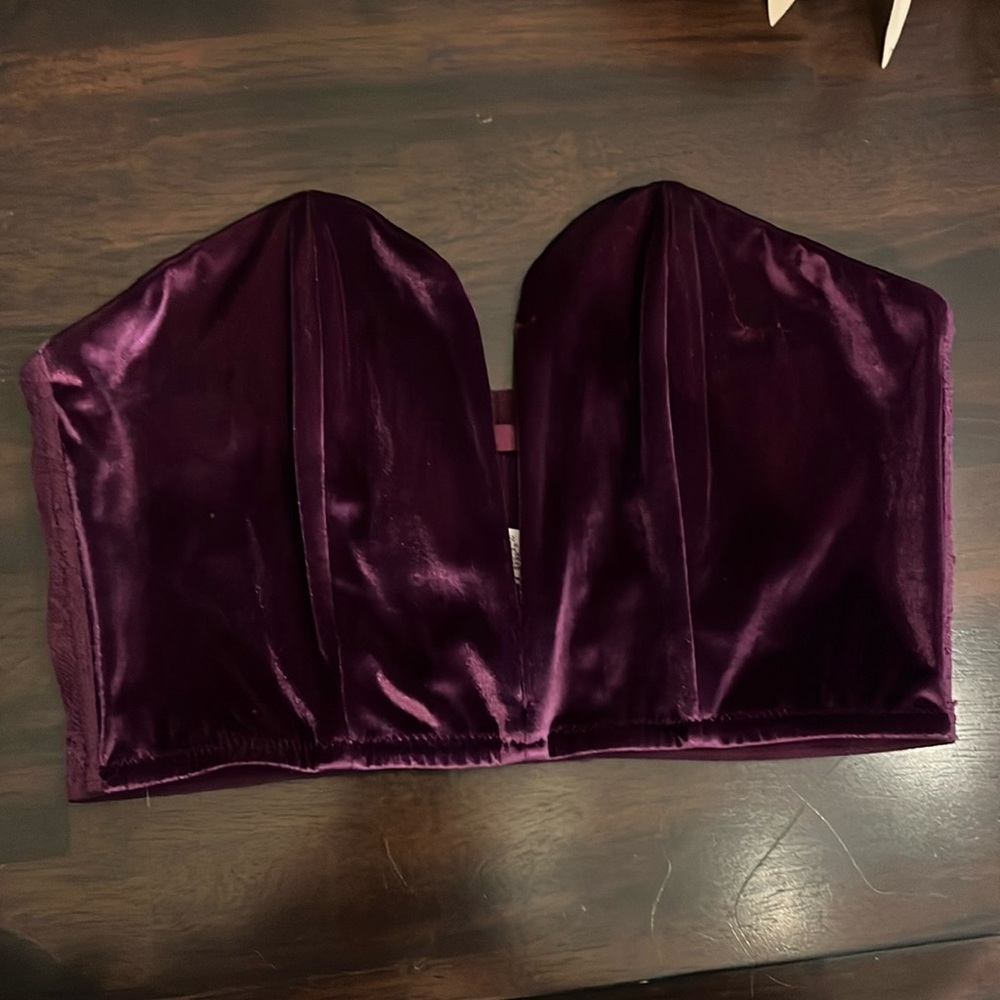 Burgundy Velvet & Lace Victoria’s Secret Corset Bra